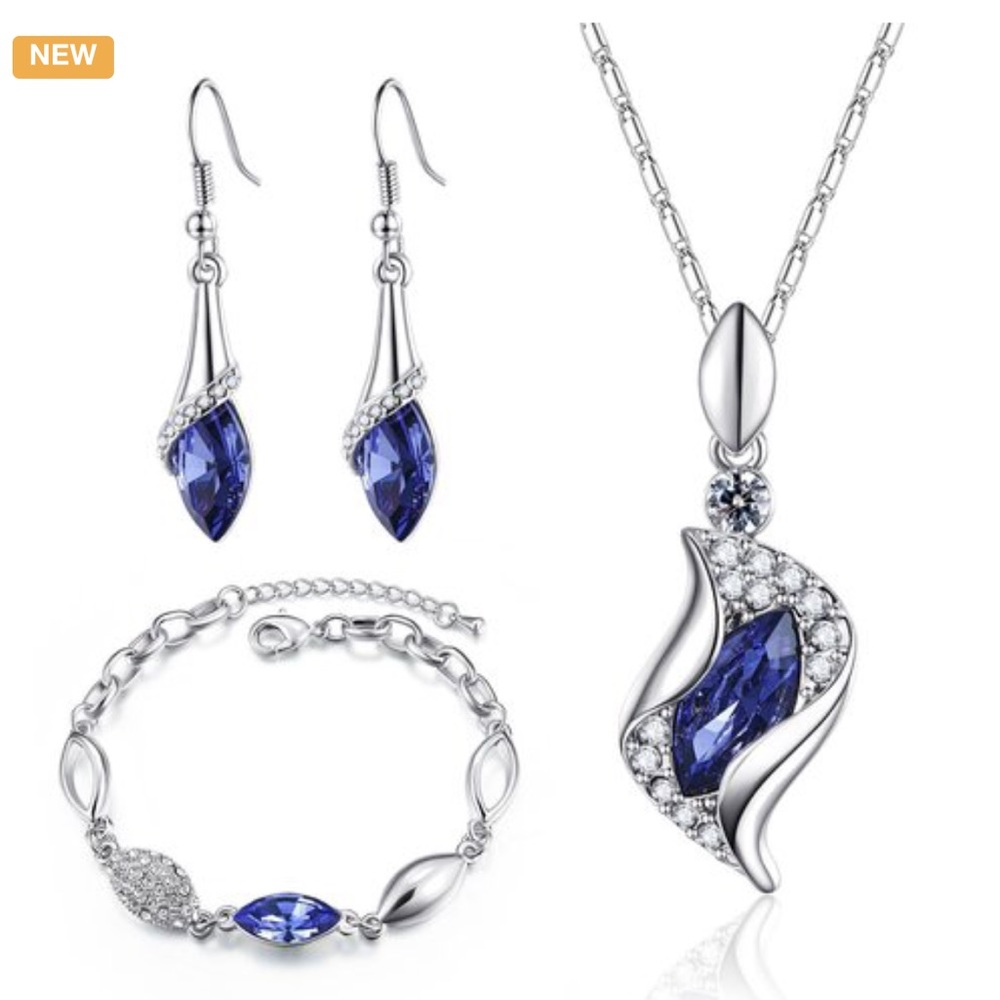 3 pc Blue Ice Angel Jewelry Set