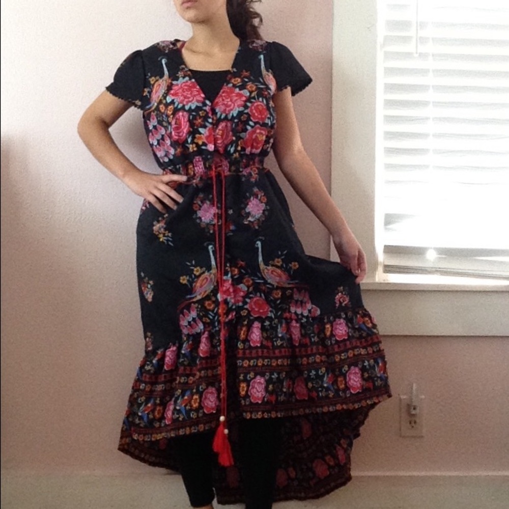 Beautiful high low floral peacock dress