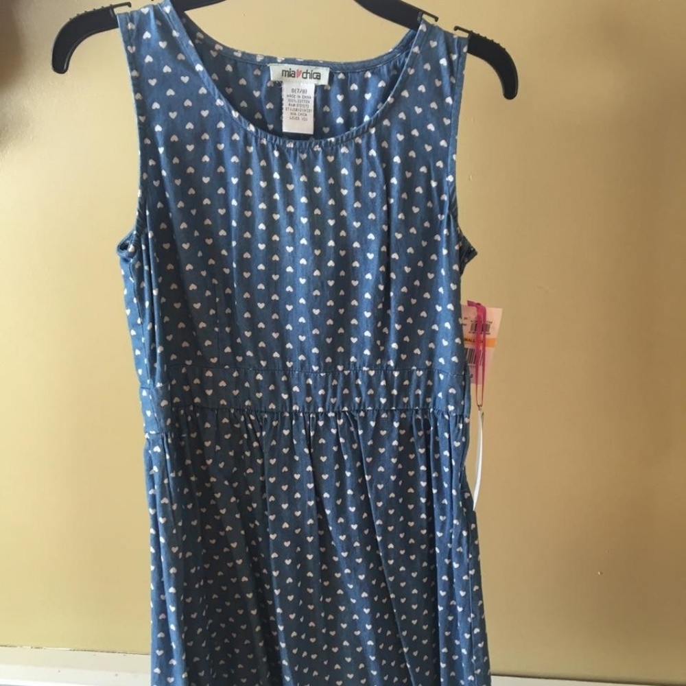 Mia Chica Girls Blue Dress w/hearts