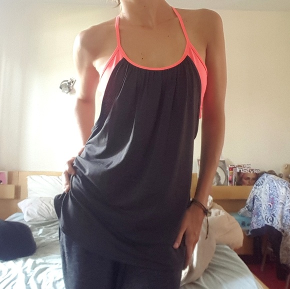 lululemon athletica Tops - Lululemon Black with Orange Sports Bra Shirt