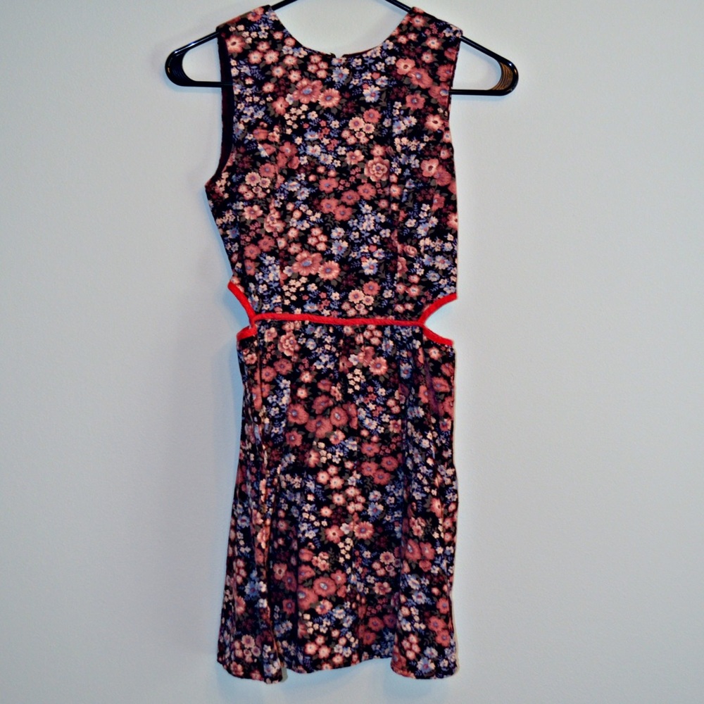 Floral dress with side cutouts