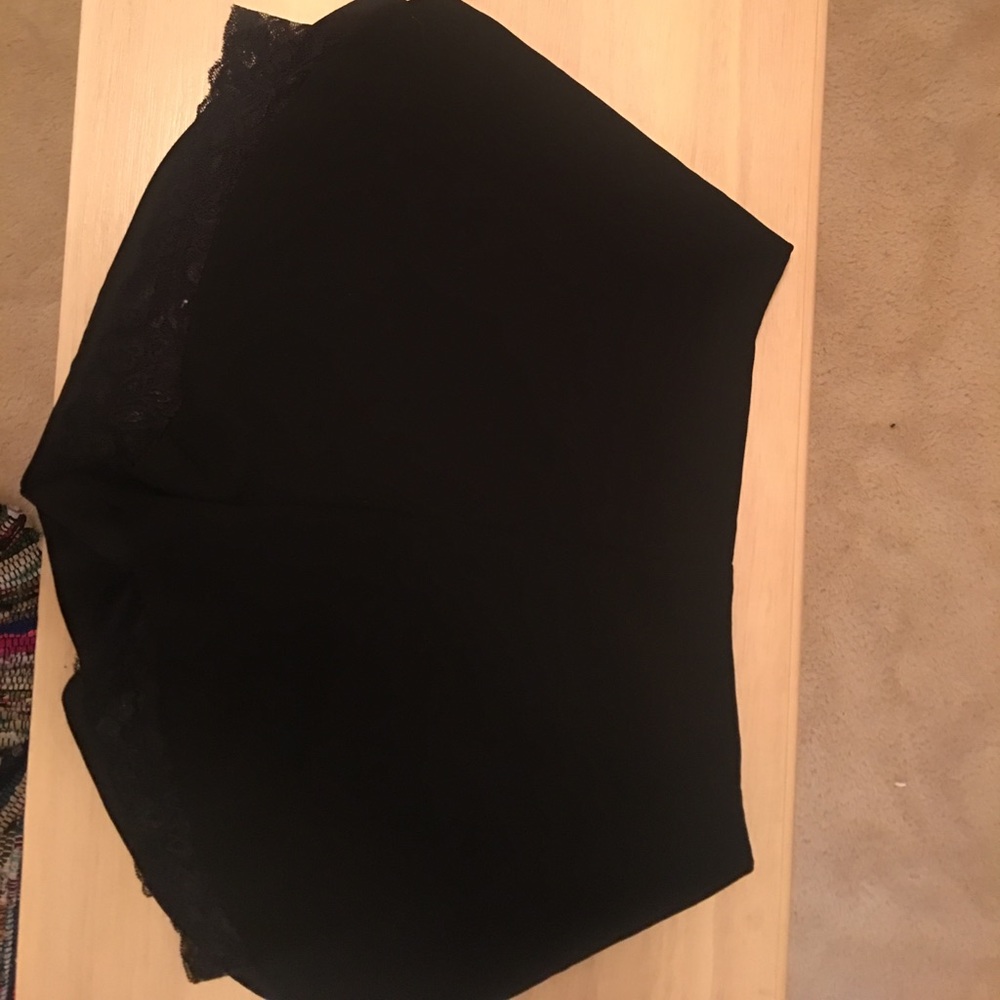 High waisted black and lace shorts