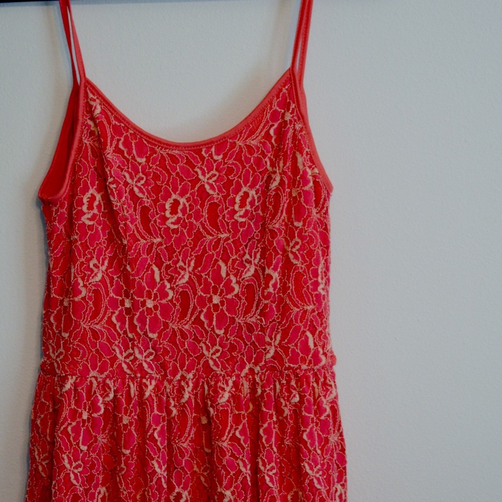 Pink floral lace dress