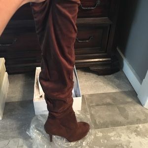 Size 10 Thigh-high suede boot