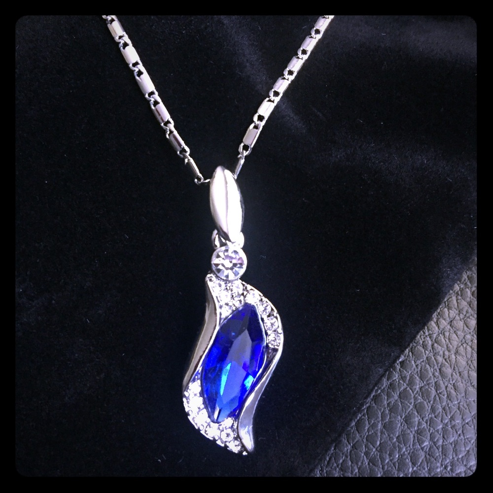 Blue Ice Angel Silver Plated Necklace