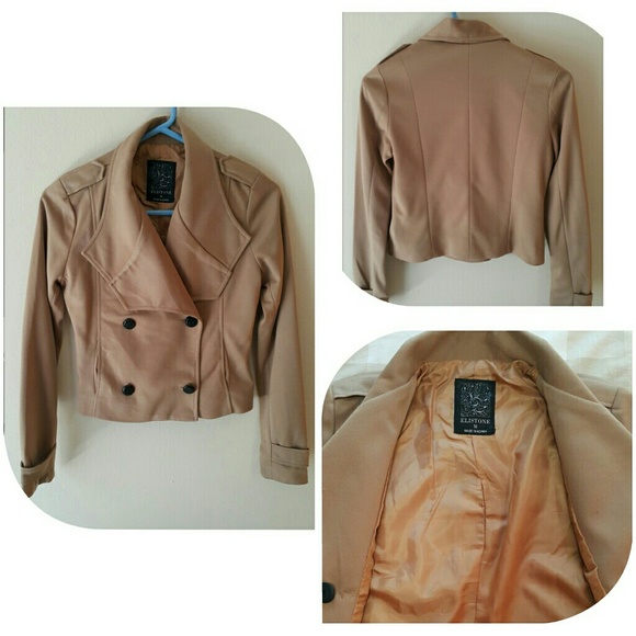 Stylish Spring Fall Tan Cropped Jacket Small - Picture 2 of 6