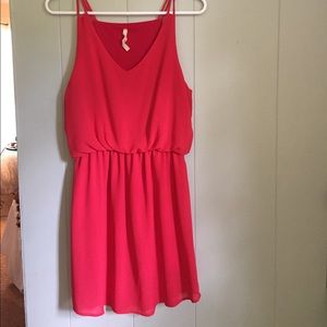 Red v-neck dress