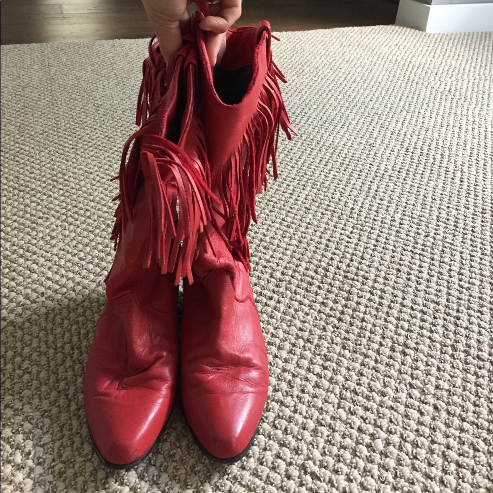Red fringe cowboy boots