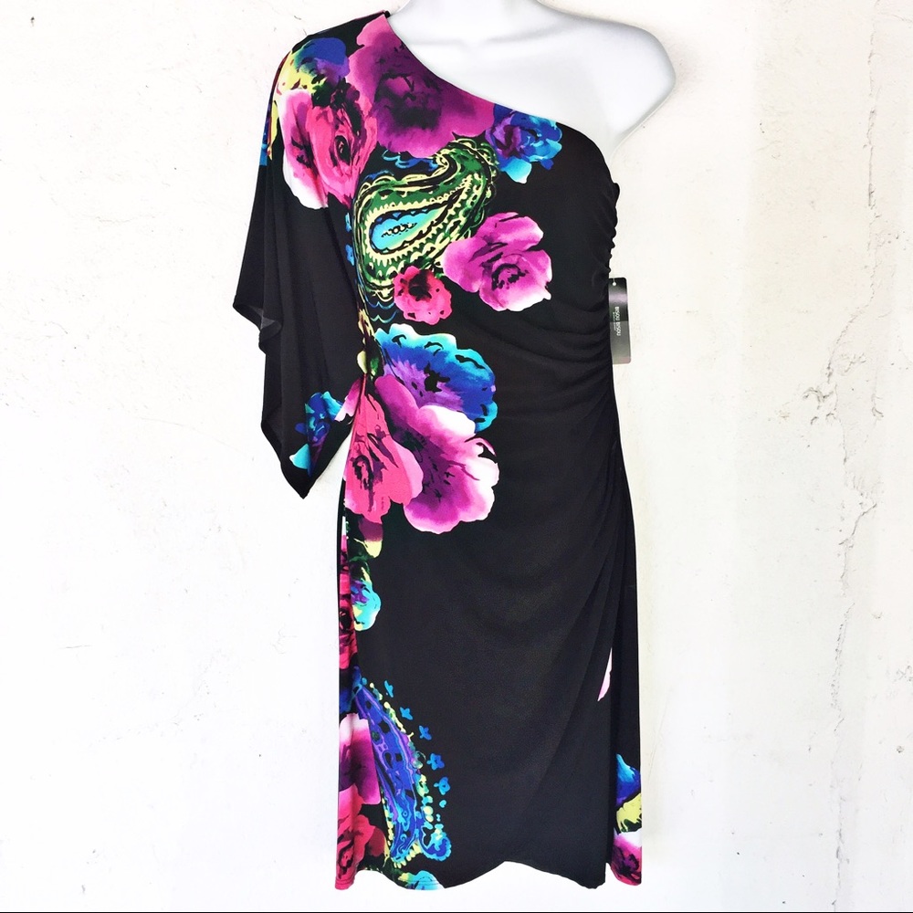 NWT Bisou Bisou One Sleeve Sexy Black Dress