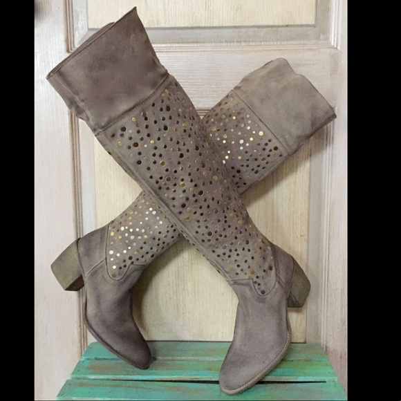 Anthropologie Shoes - Anthropologie Suede Studded Over The Knee Boots