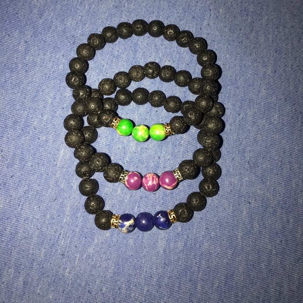 UNISEX Lava rock bracelet set of 3
