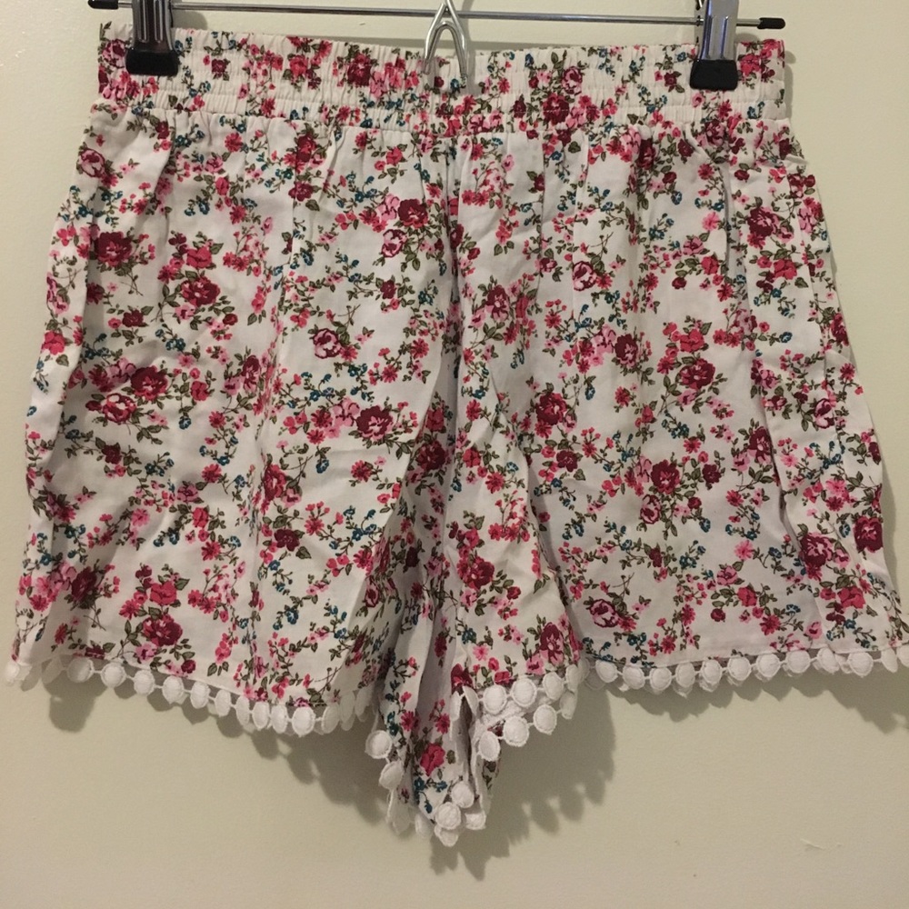 High waisted floral shorts