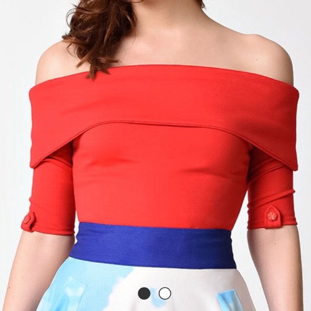 Pinup 4xl red over the shoulder top nwt
