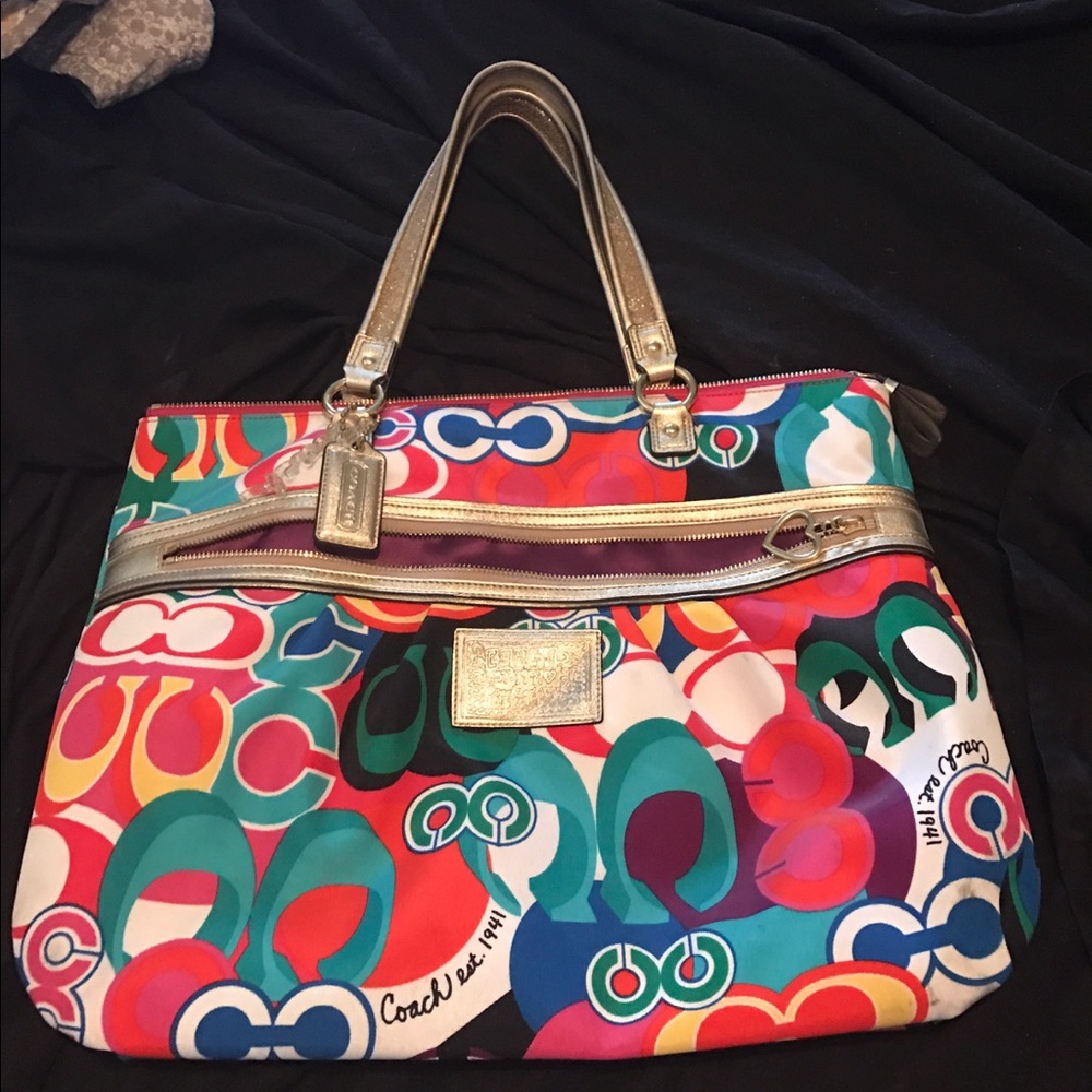 Large Coach Poppy Glam Tote