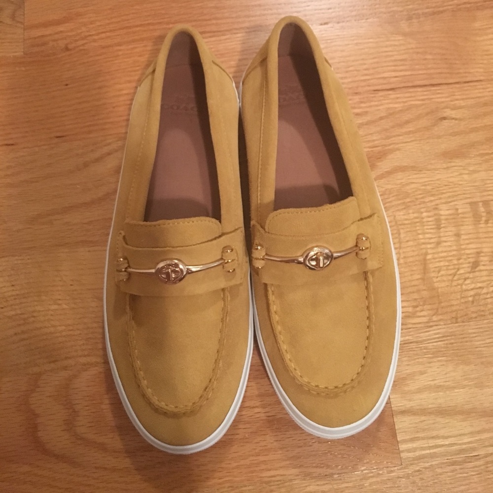 Coach suede slip on Corey loafers w/sneaker bottom