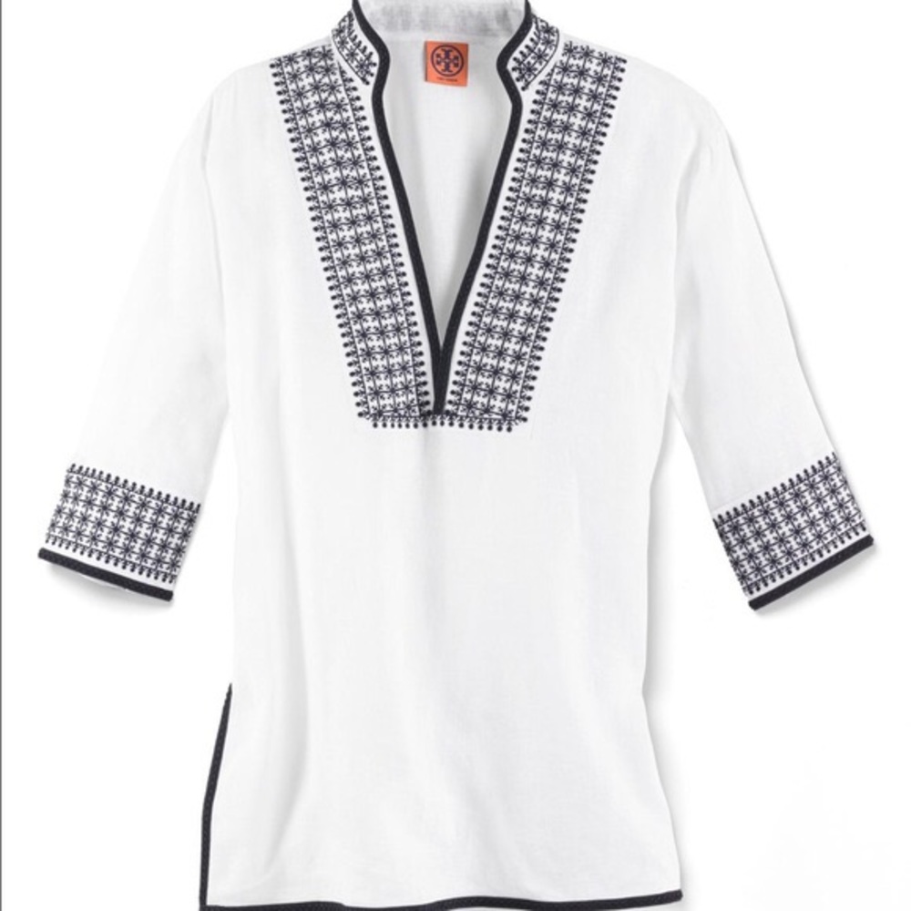 ISO Tory Burch Navy and White Pearl Tunic coverup