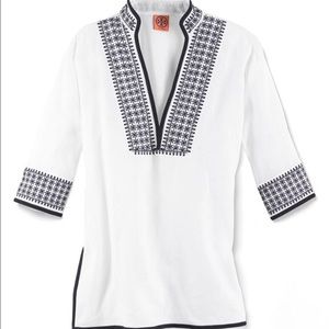 ISO Tory Burch Navy and White Pearl Tunic coverup