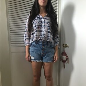 Chiffon plaid blouse