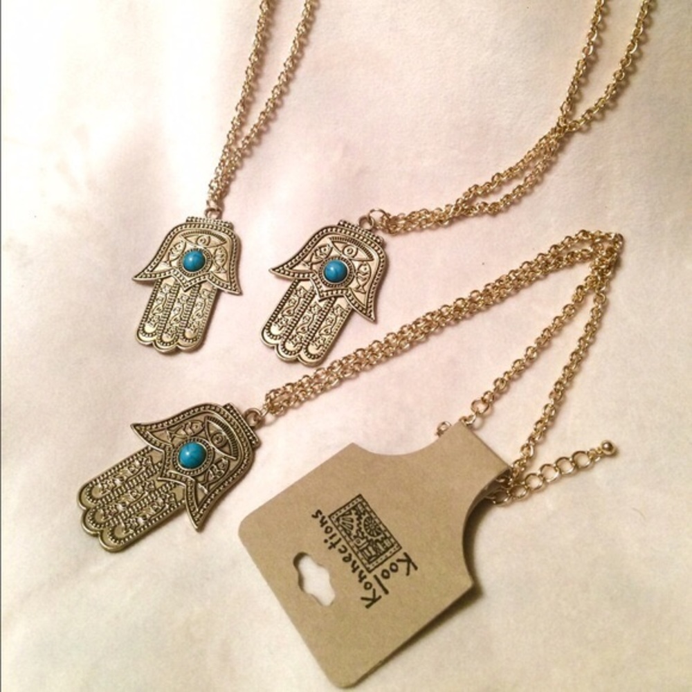 New! Boho Chic Hamsa Hand Necklace