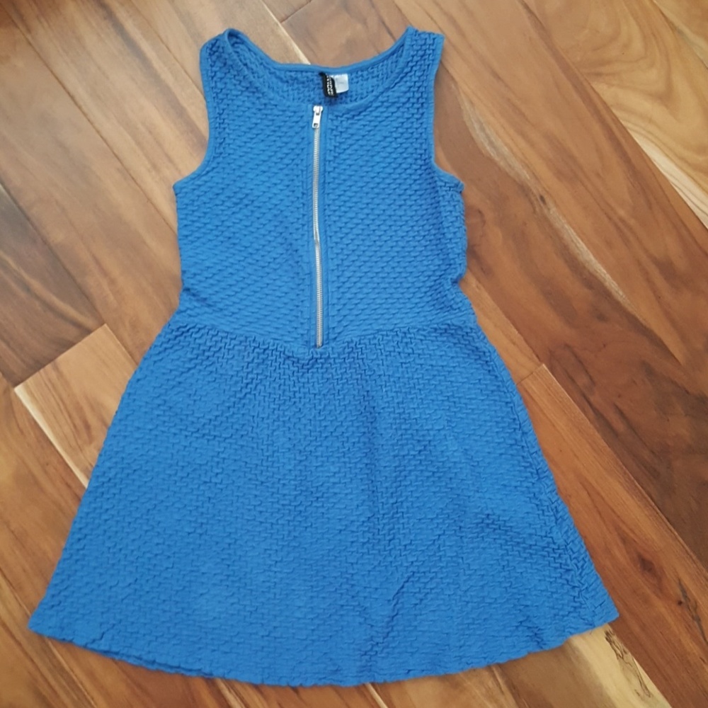 DONATED Textured Blue Zipper Dress
