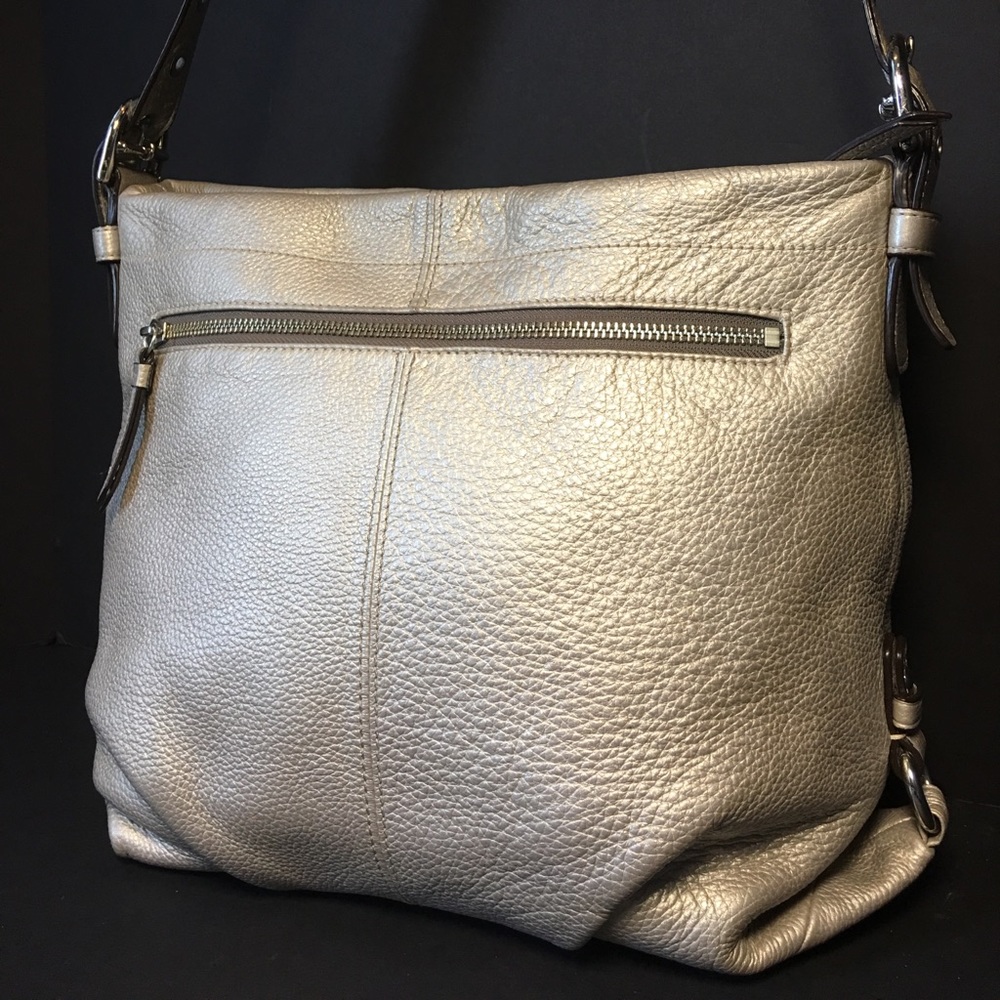 Coach F15064 Silver Leather Cross Body Handbag