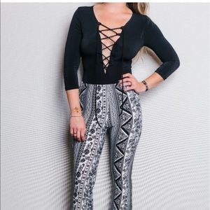 Black lace up bodysuit