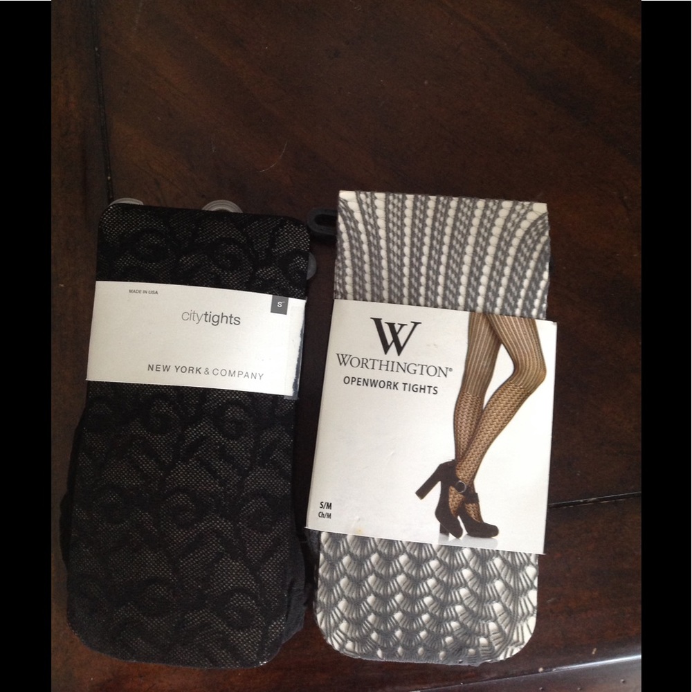 Gray and black tights