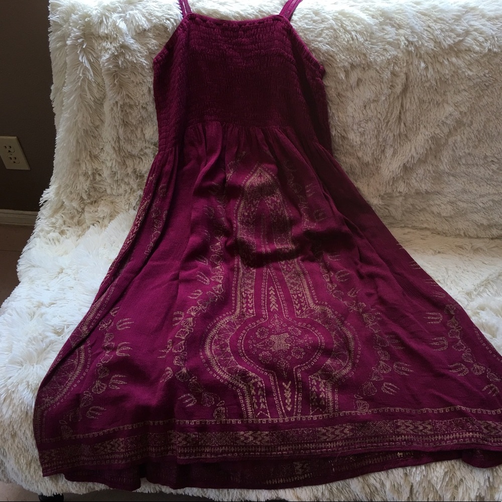 Earthbound Plum Eastern Print Dress