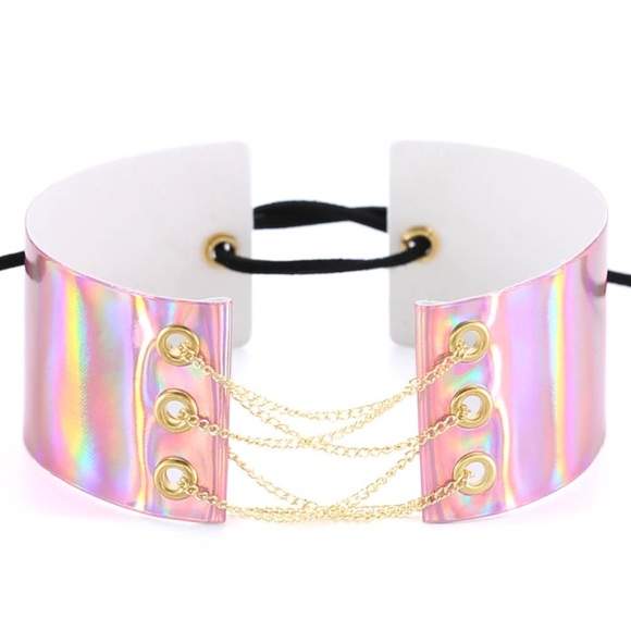 Holographic Chained Laced Choker - Picture 5 of 7