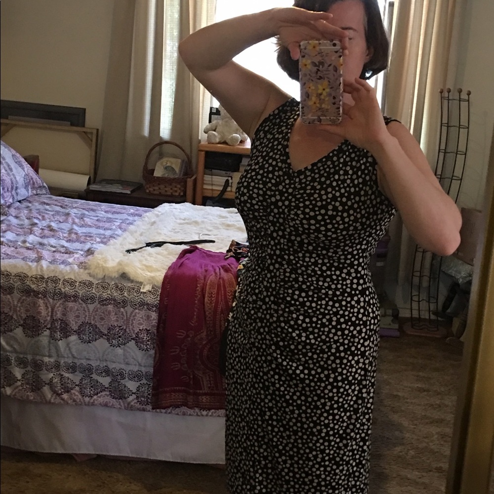 Ellen Tracy Polk a Dot Dress In Black and Beige