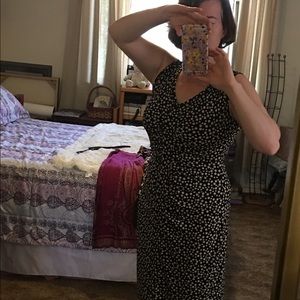 Ellen Tracy Polk a Dot Dress In Black and Beige