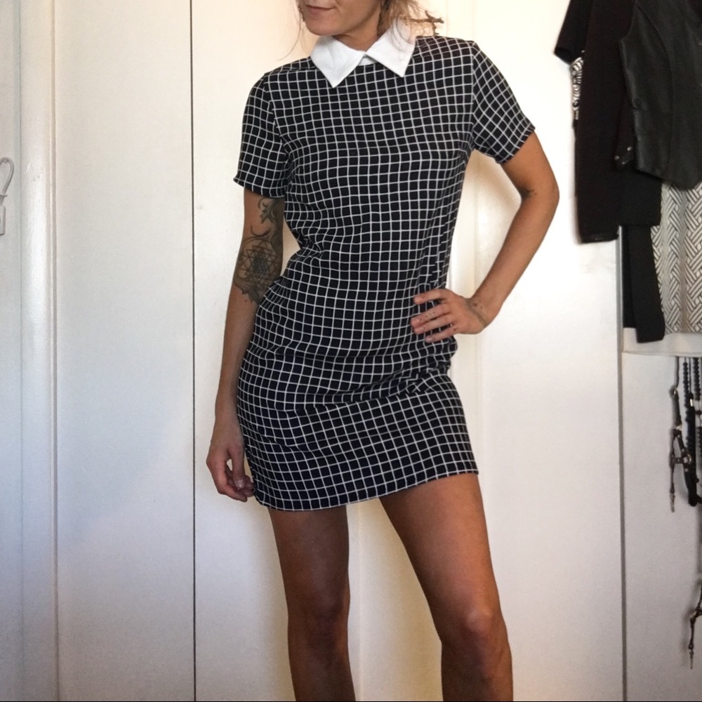 Black & White Collared T-Shirt Dress