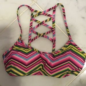 Colorful strappy back bikini top!