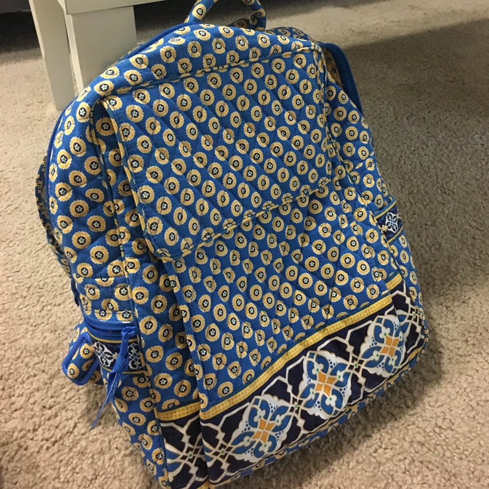 Vera Bradley Backpack Retired Riviera Blue Pattern 16”x13”
