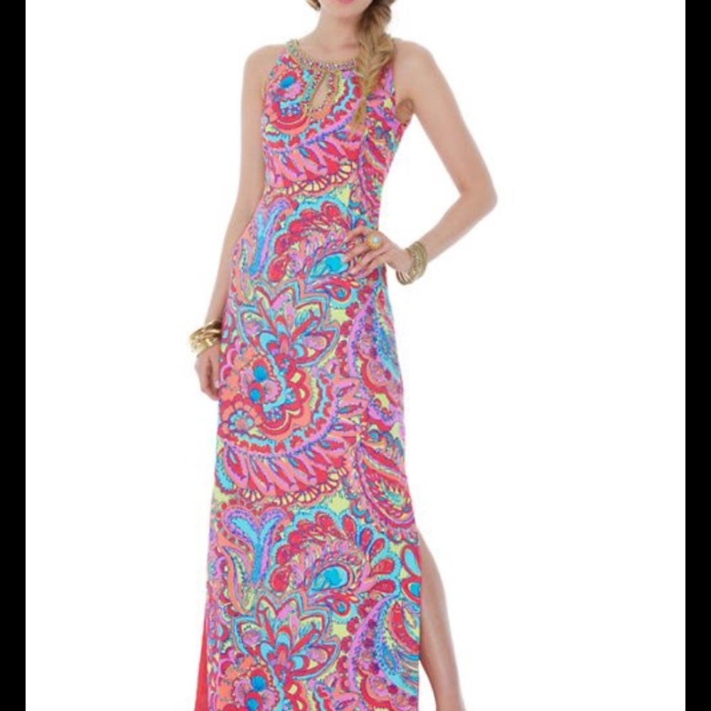 Lilly Pulitzer Delfina Maxi Groovy Paisley 0 XS