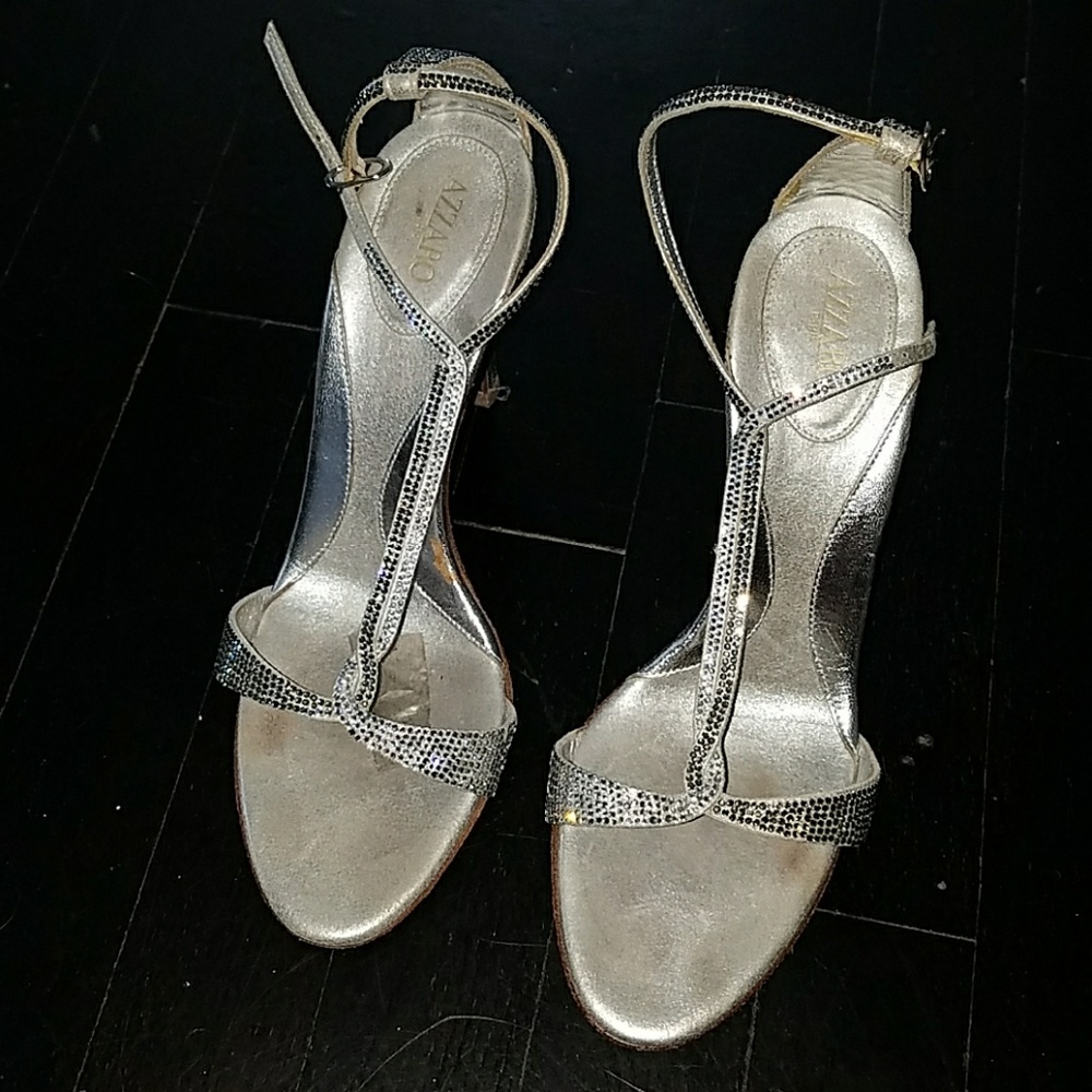Azzaro 38.5 Crystal Rhinestone Heels Sandals Bling