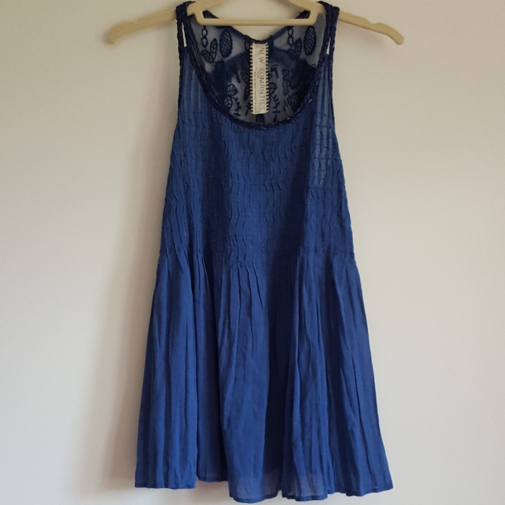Free People Longer Top with Lace Detail