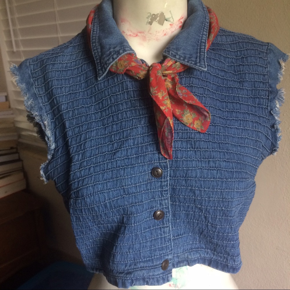 Button-up Denim Crop Top or Vest
