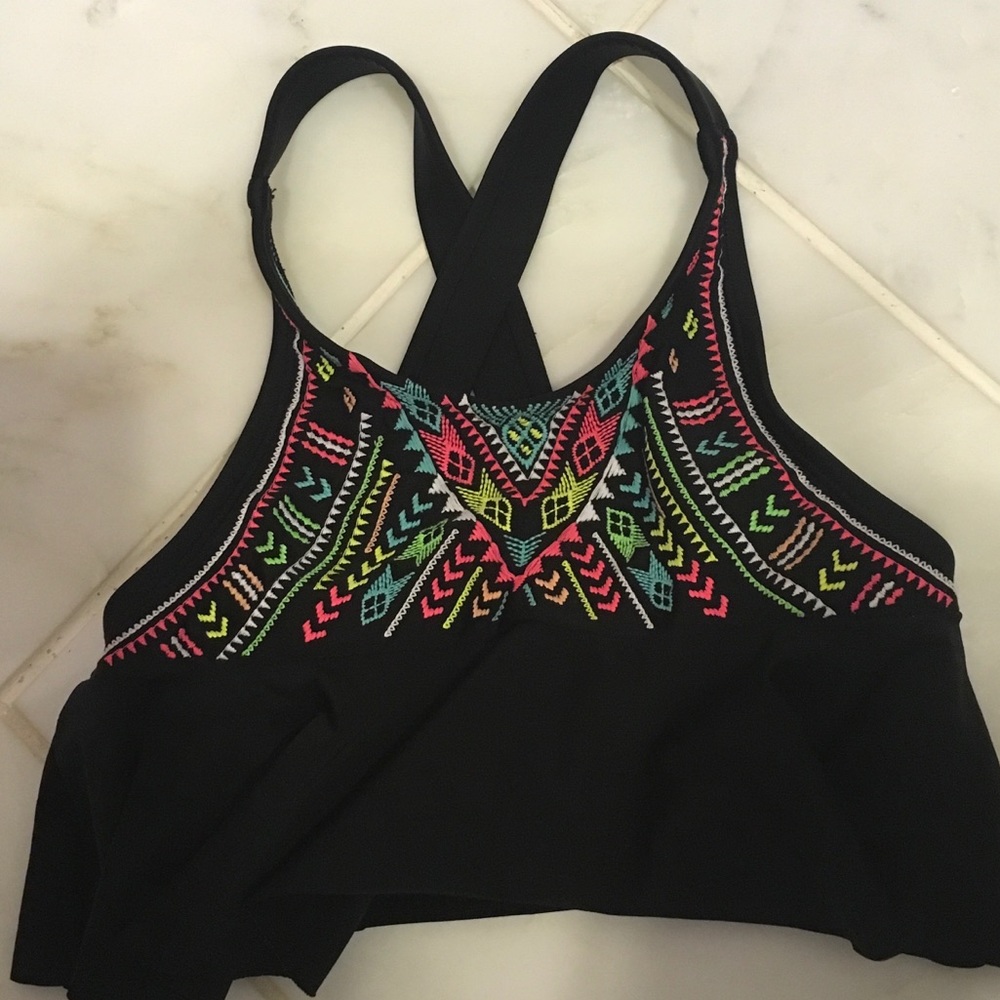 Colorful black bikini top