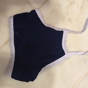 Navy and white halter bikini top