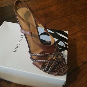 Nine West Allysse Brown leather slingback sandals