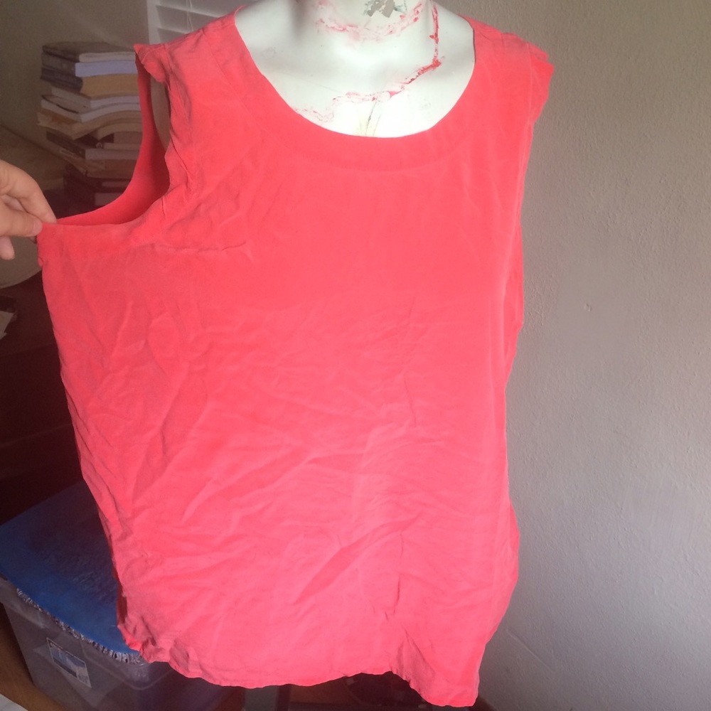 100% Silk Coral/Salmon Tank Top