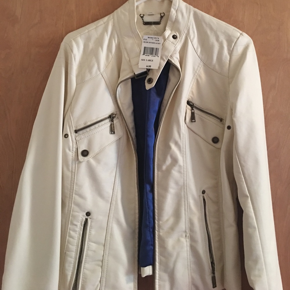 BRAND NEW TAG STILL ON white faux leather jacket