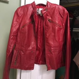 Red leather jacket