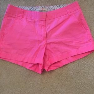 EUC JCrew 3" Neon Pink Chinos