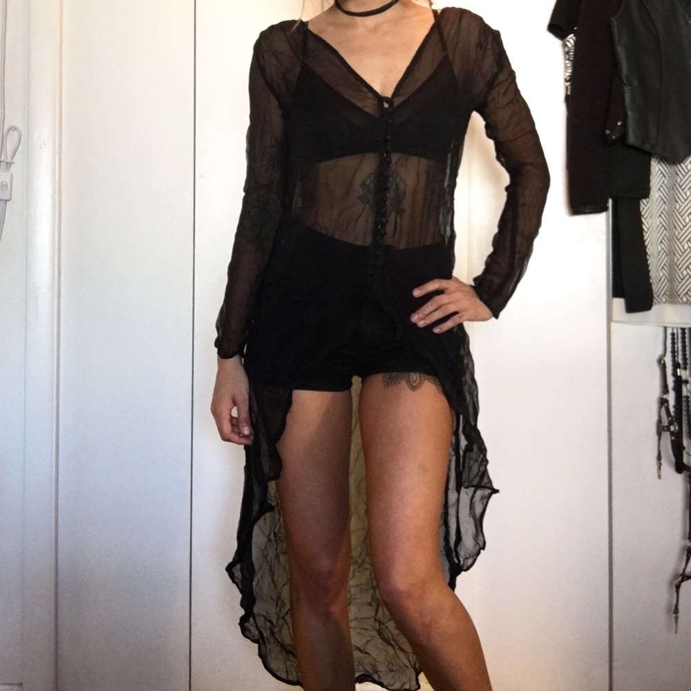 Witchy Sheer Black Hi-Low Blouse