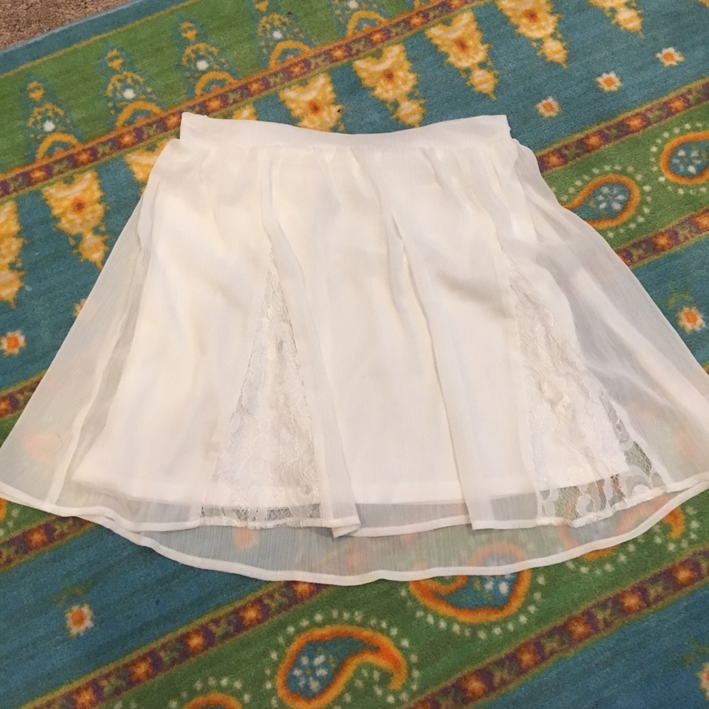 White Layered Skirt with Lace Detailing