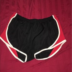 Red and black Soffe shorts