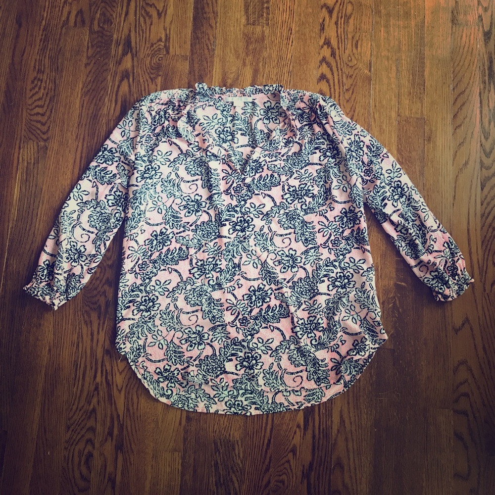 c & e Lifestyle Pink, Grey and Black Blouse