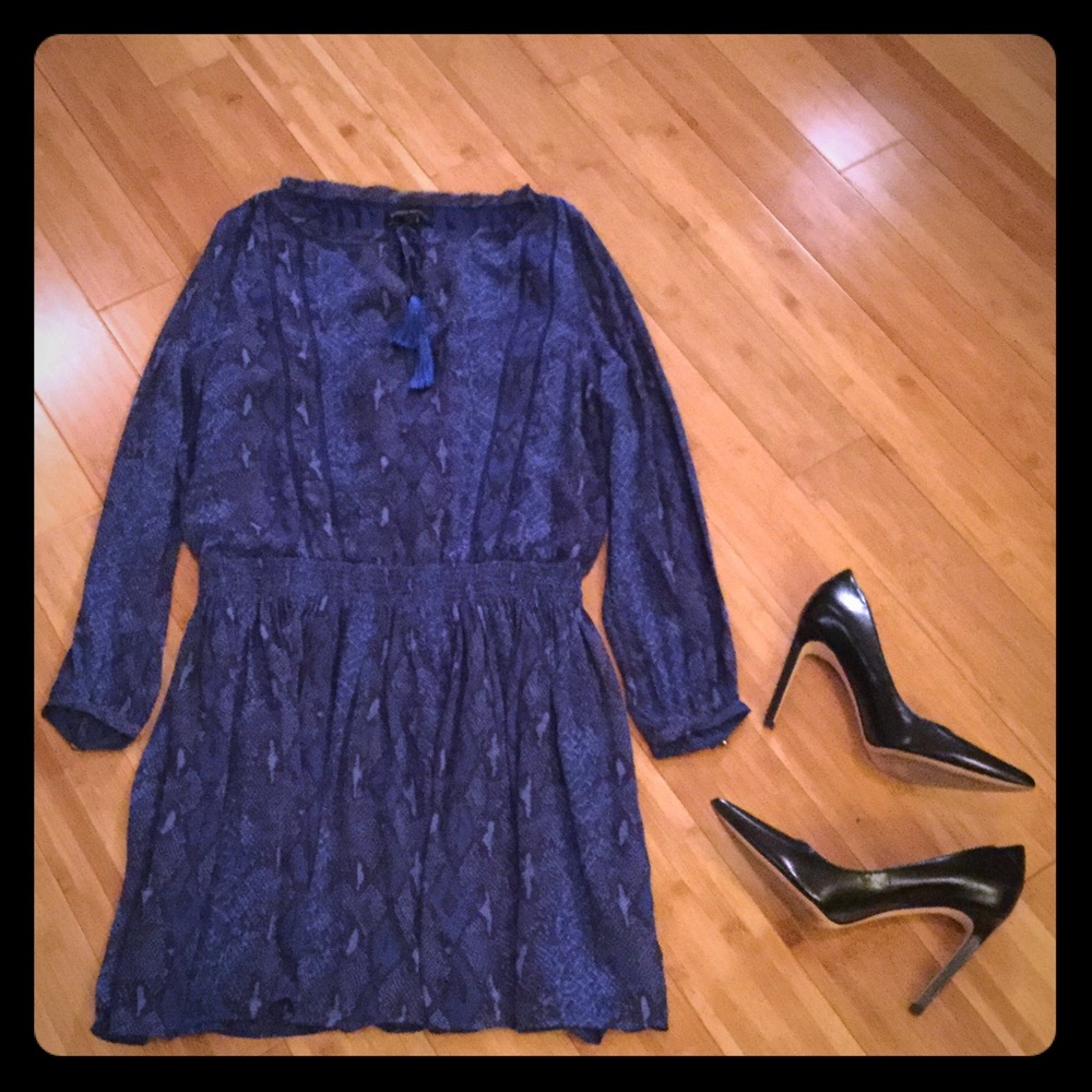 Sheer Cobalt Blue snake print dress. Small
